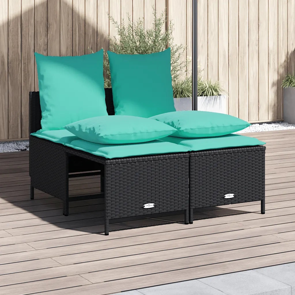 Set Divani da Giardino 4 pz con Cuscini Nero in Polyrattan 368388