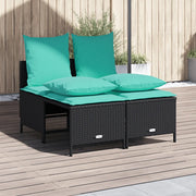 Set Divani da Giardino 4 pz con Cuscini Nero in Polyrattan 368388