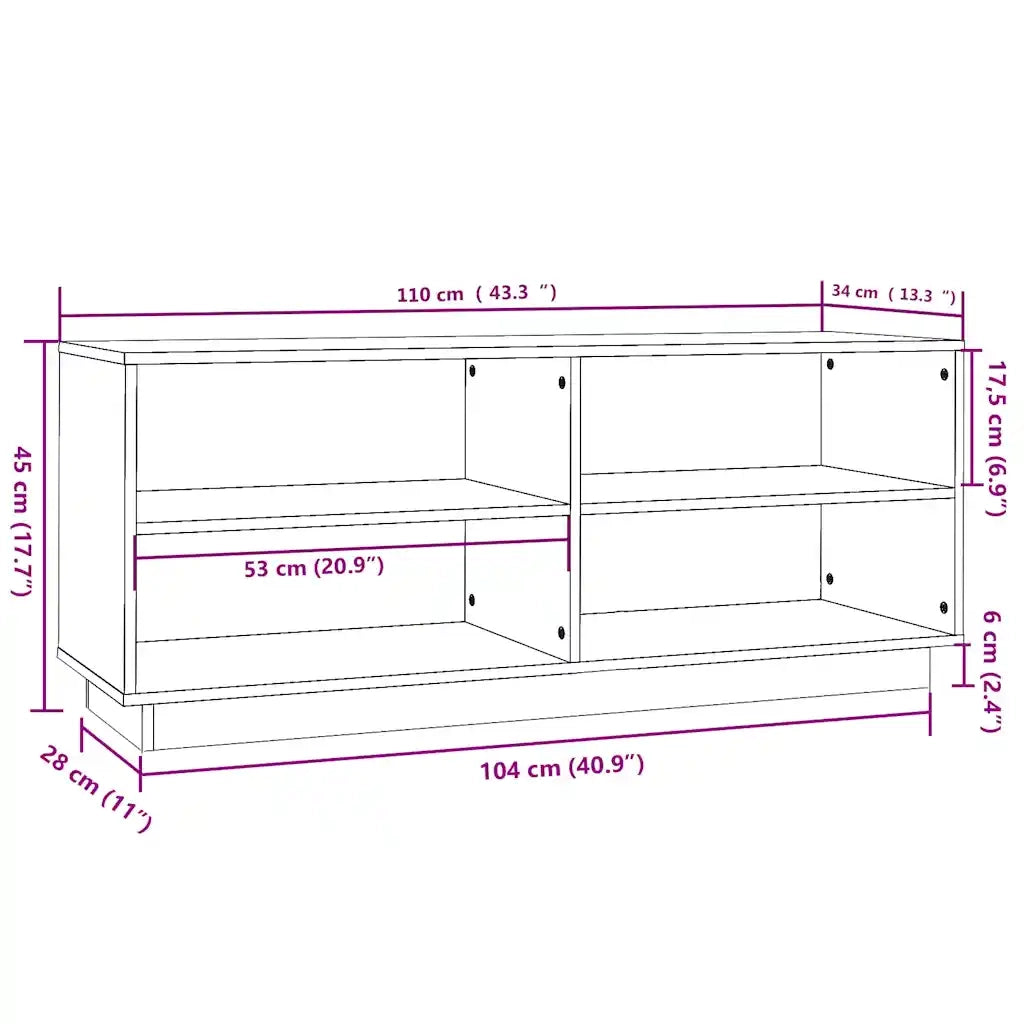 Scarpiera Miele 110x34x45 cm in Legno Massello di Pino