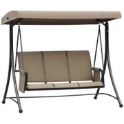 Dondolo da Giardino a 3 Posti con Tettuccio Regolabile e Tasche Portaoggetti Marrone 196x128x172cm