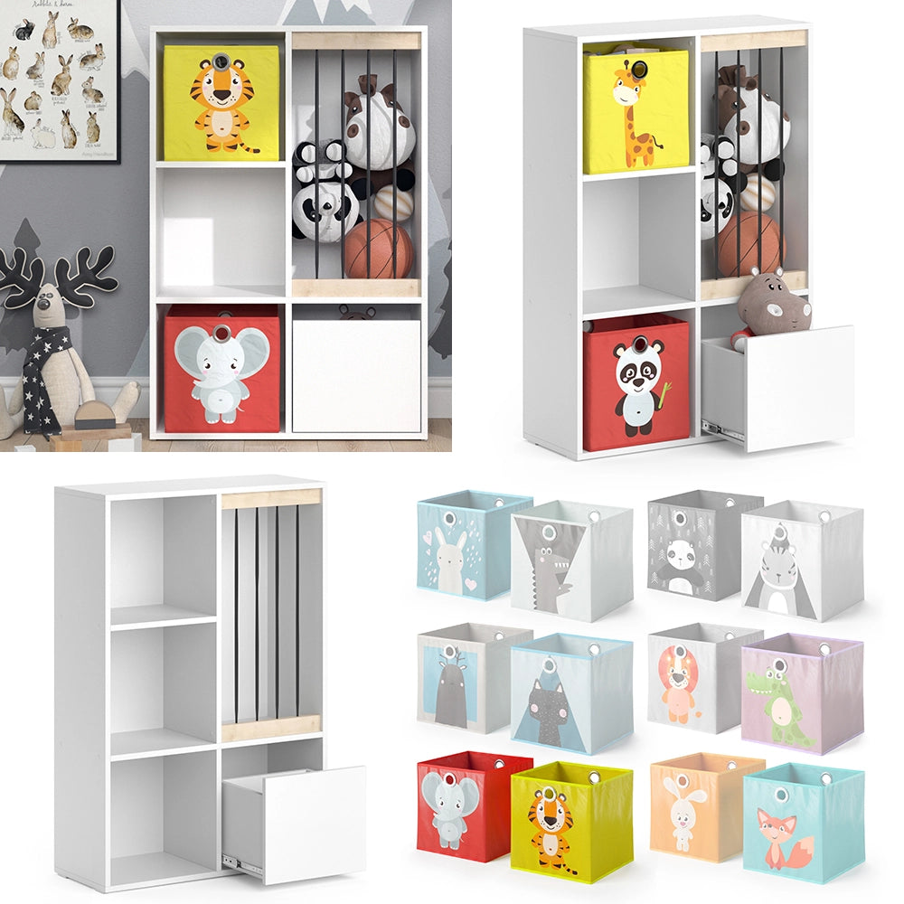 Vicco Libreria bambini Bianco 72 x 107.8 cm con 2 scatole pieghevoli opt.2