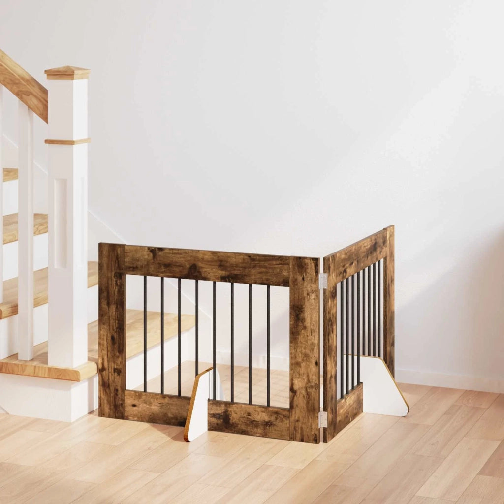 Cancello per cani con supporti 2 pz Rovere Fumo 80 x 60 cm CFW2393315
