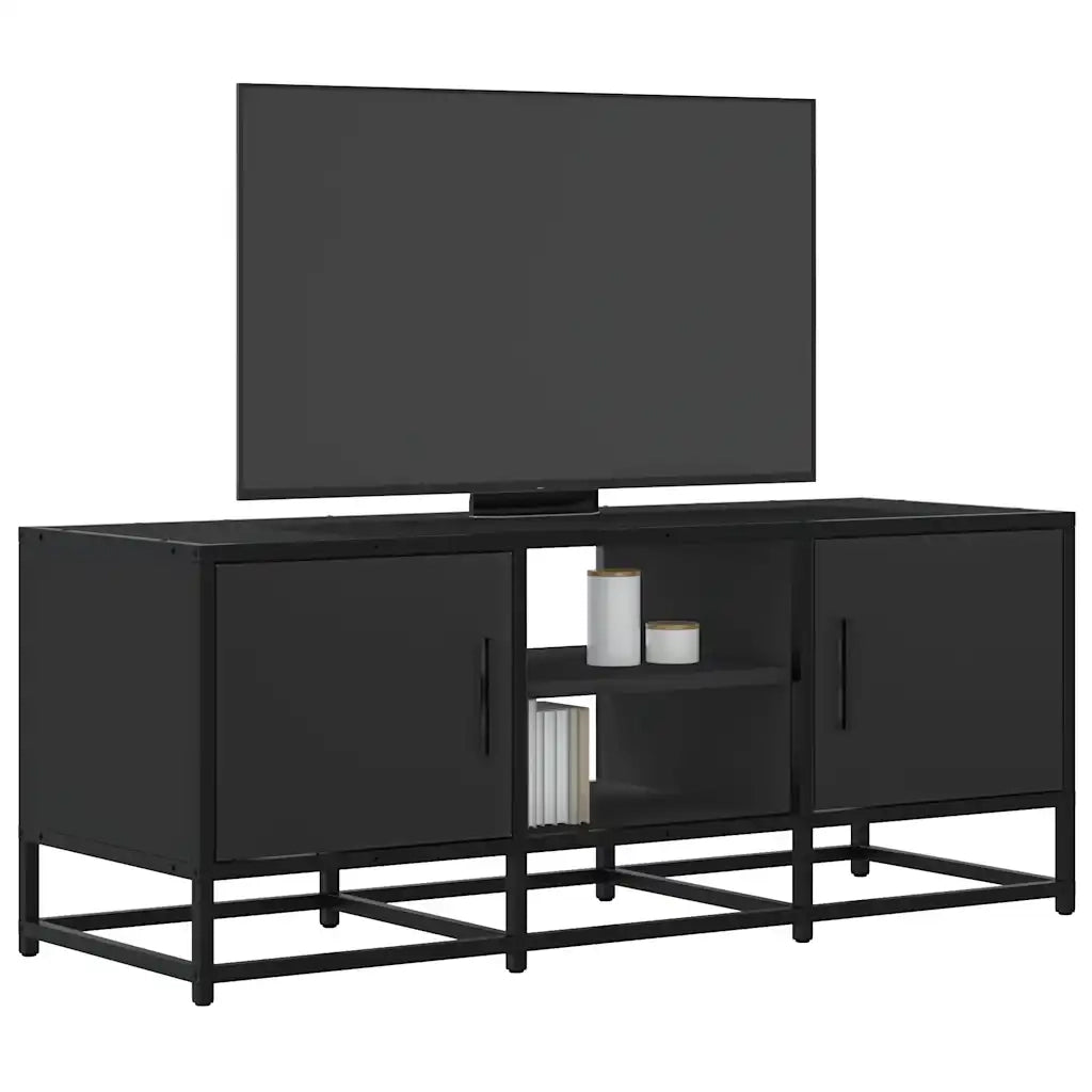 Mobile Porta TV-Mobile per TV-Credenza TV Nero 100x35x41 cm in Truciolato e Metallo