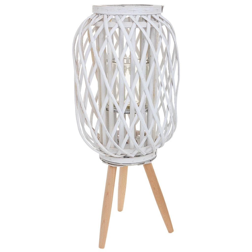 Lanterna portacandele in midollino bianco d37x40/63h