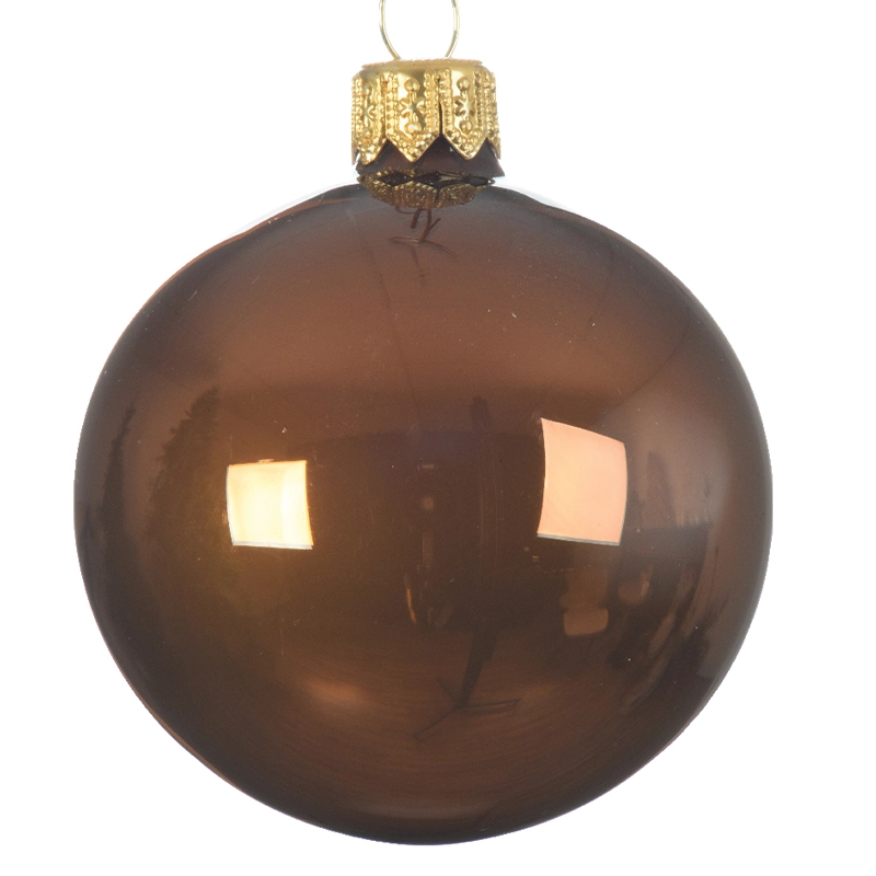 Box Da 6 Palline Di Natale Cannella Lucida 6 Cm