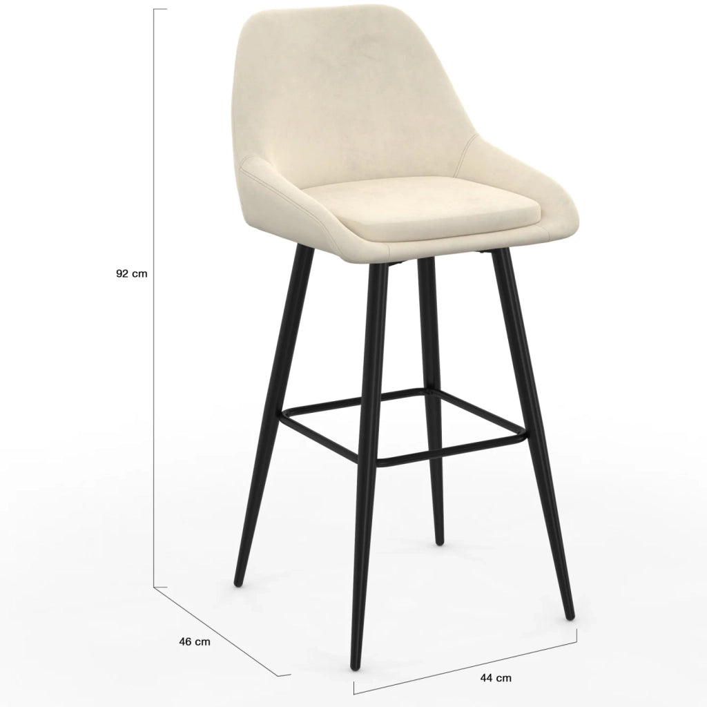 IDMarket - Set di 4 sgabelli da bar THALYA in velluto misto grigio scuro, terracotta x2, beige con mezzi braccioli