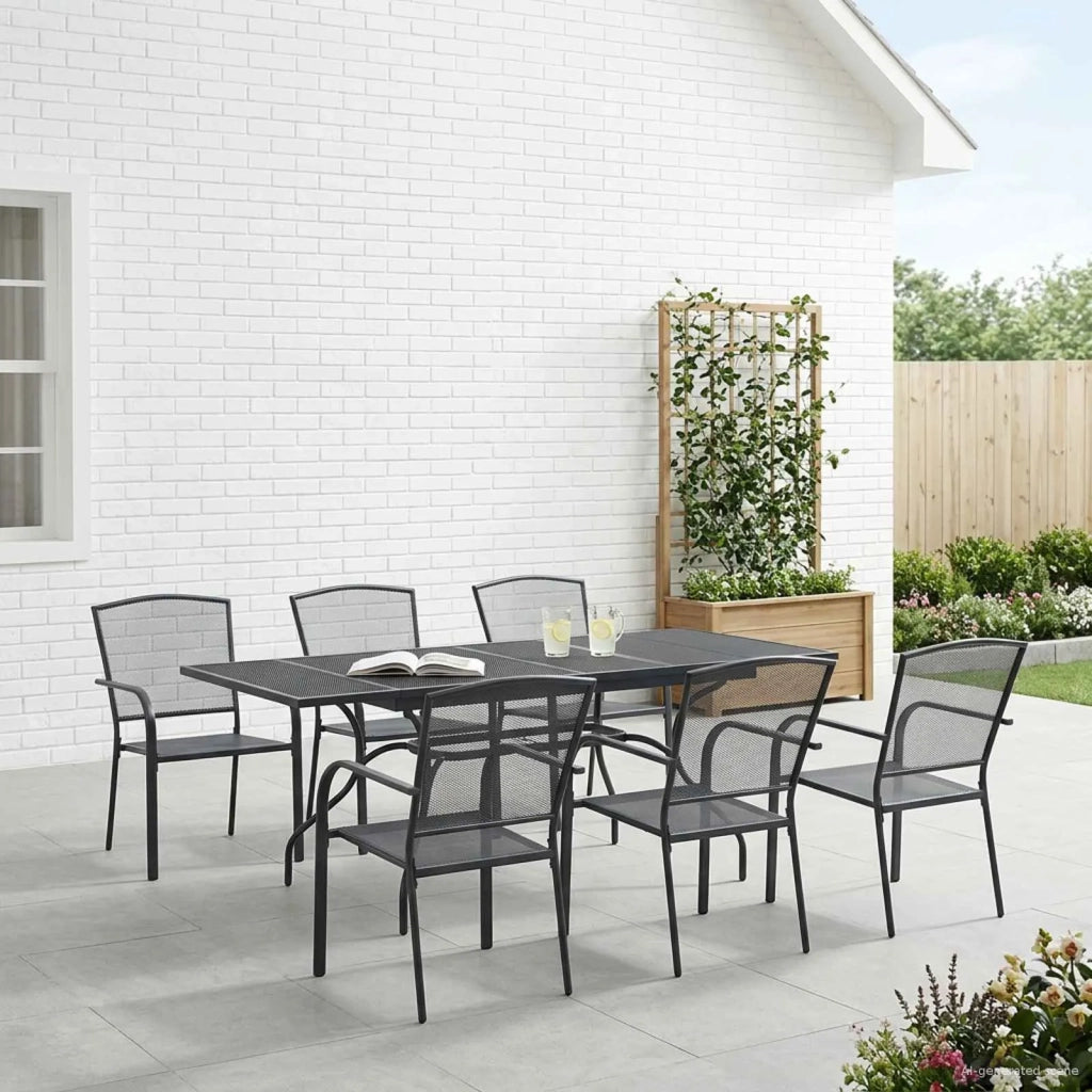 Set da Pranzo per Giardino 7 pcs Antracite 212 x 90 x 76 cm