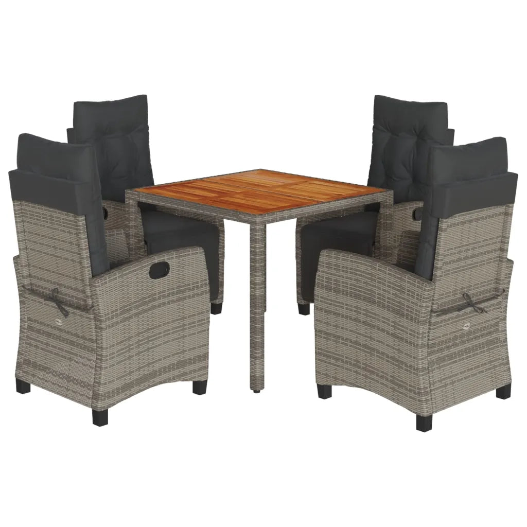 Set da Pranzo da Giardino 5 pz con Cuscini in Polyrattan Grigio 3212913