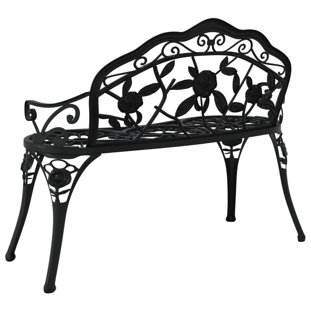 Panca da giardino mobili da esterno terrazza 100 x 54 x 80 cm alluminio pressofuso nero 02_0011142