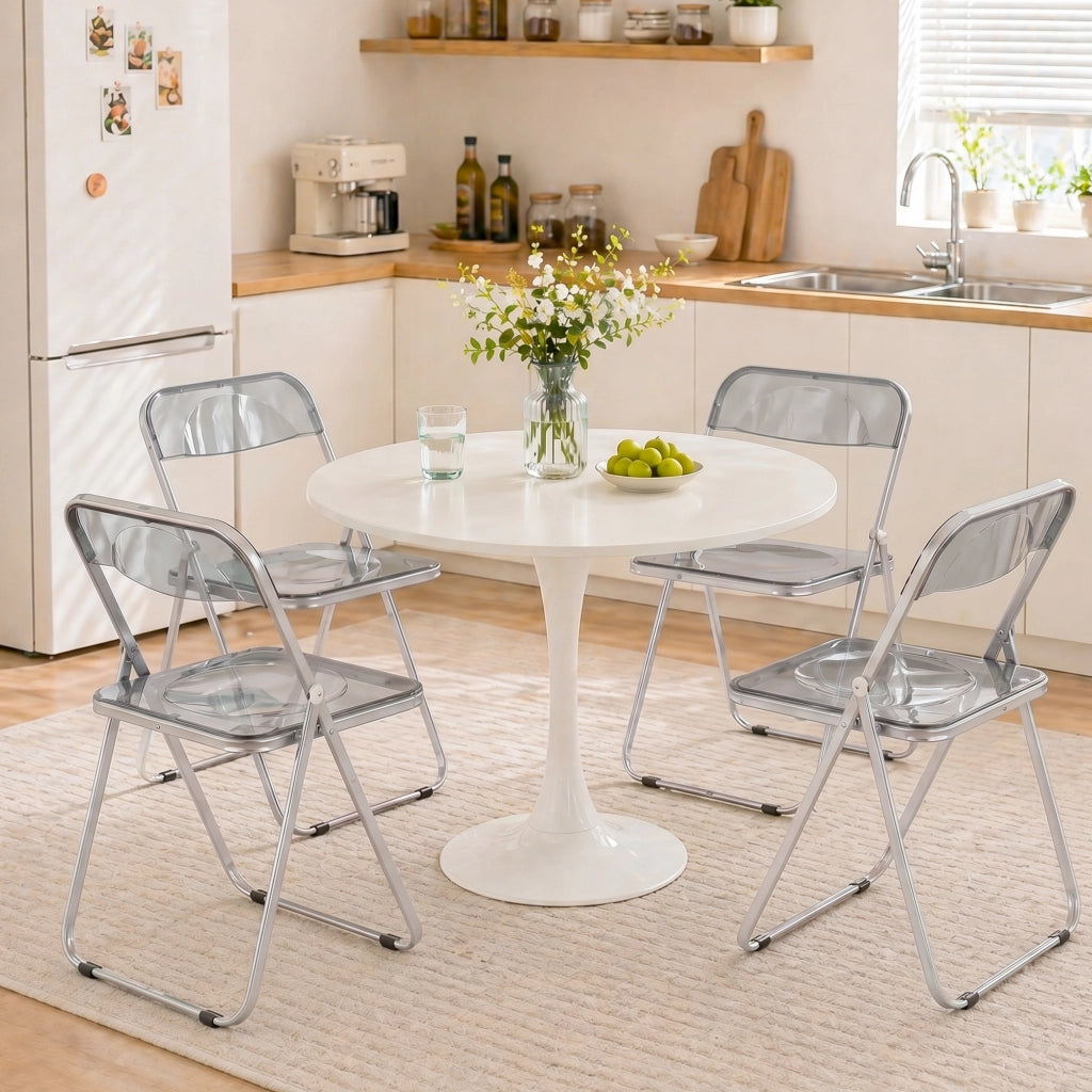 Set 4 Sedie Pieghevoli in Acrilico ¨C Zephmum ¨C Grigio Trasparenti