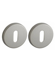 Coppia di rosette tonde Ø 50 mm con foro chiave, nichel satinato – THIRARD