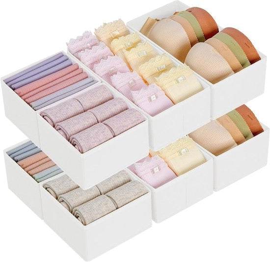 Organizzatore di carrello 8-delig per armadio, organizzatore di carrello pieghevole, scatole di conservazione per la conservazione di slip, calze, camicie, cinture, biancheria intima