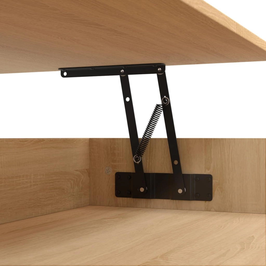 Mesa de centro cuadrada elevable EDEN de madera y negro