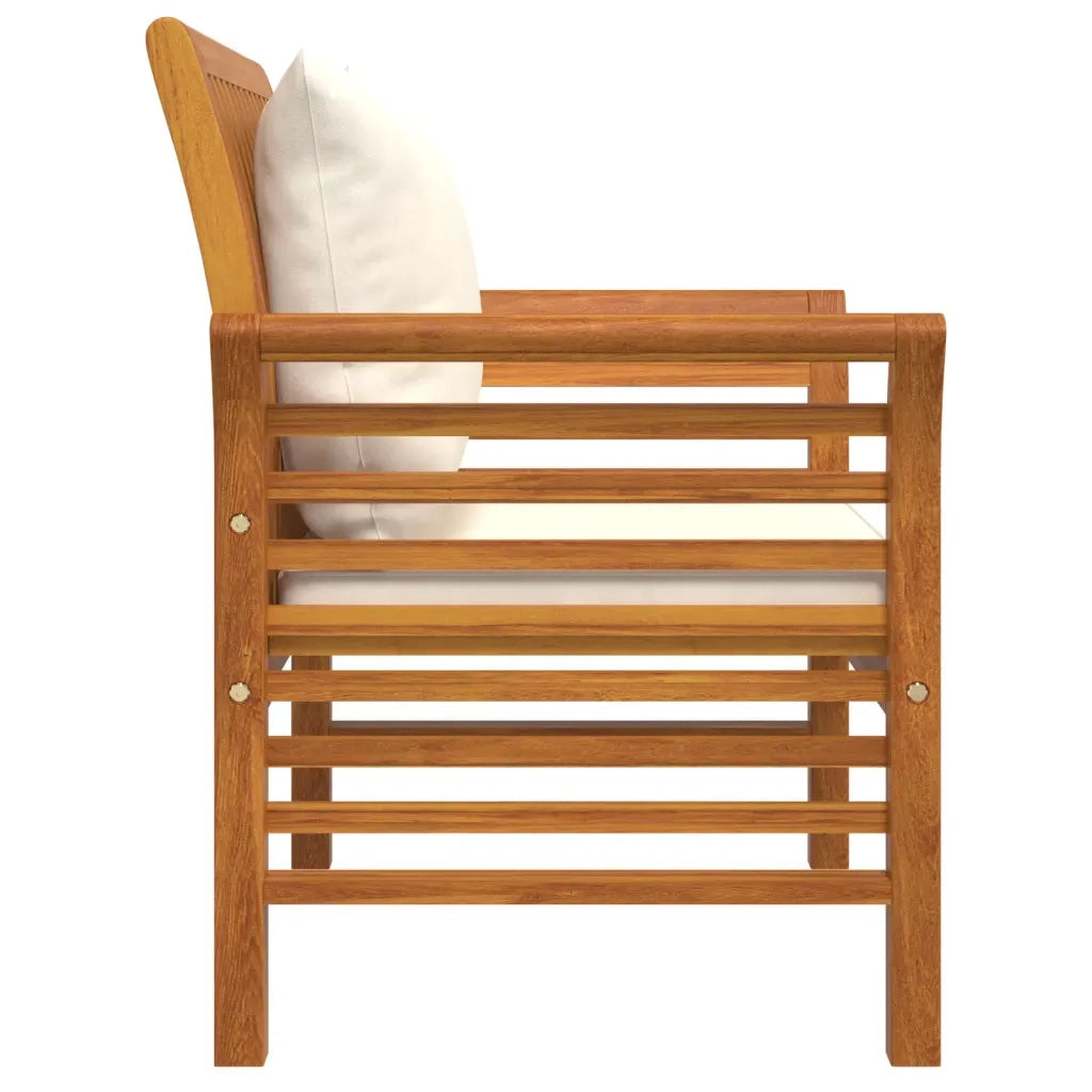 Poltrone con Cuscini Bianco Crema 2 pz Legno Massello di Acacia 312137