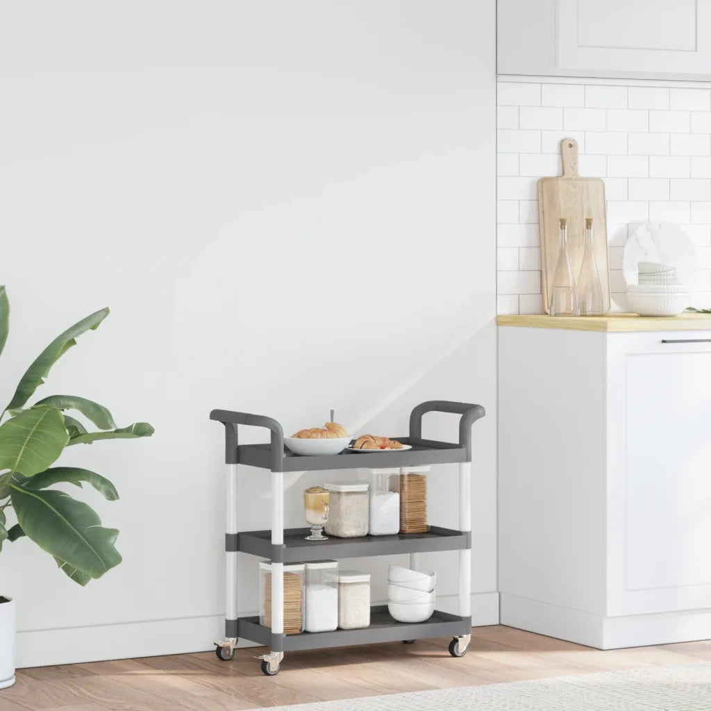 Carrello a 3 Ripiani Grigio 77x34x72 cm in Alluminiocod mxl 87689