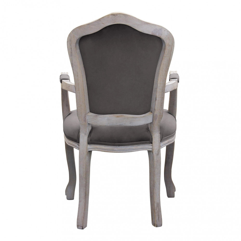 Poltrona Charlene in Velluto Taupe 55x51x100 h cm in Legno Tortora
