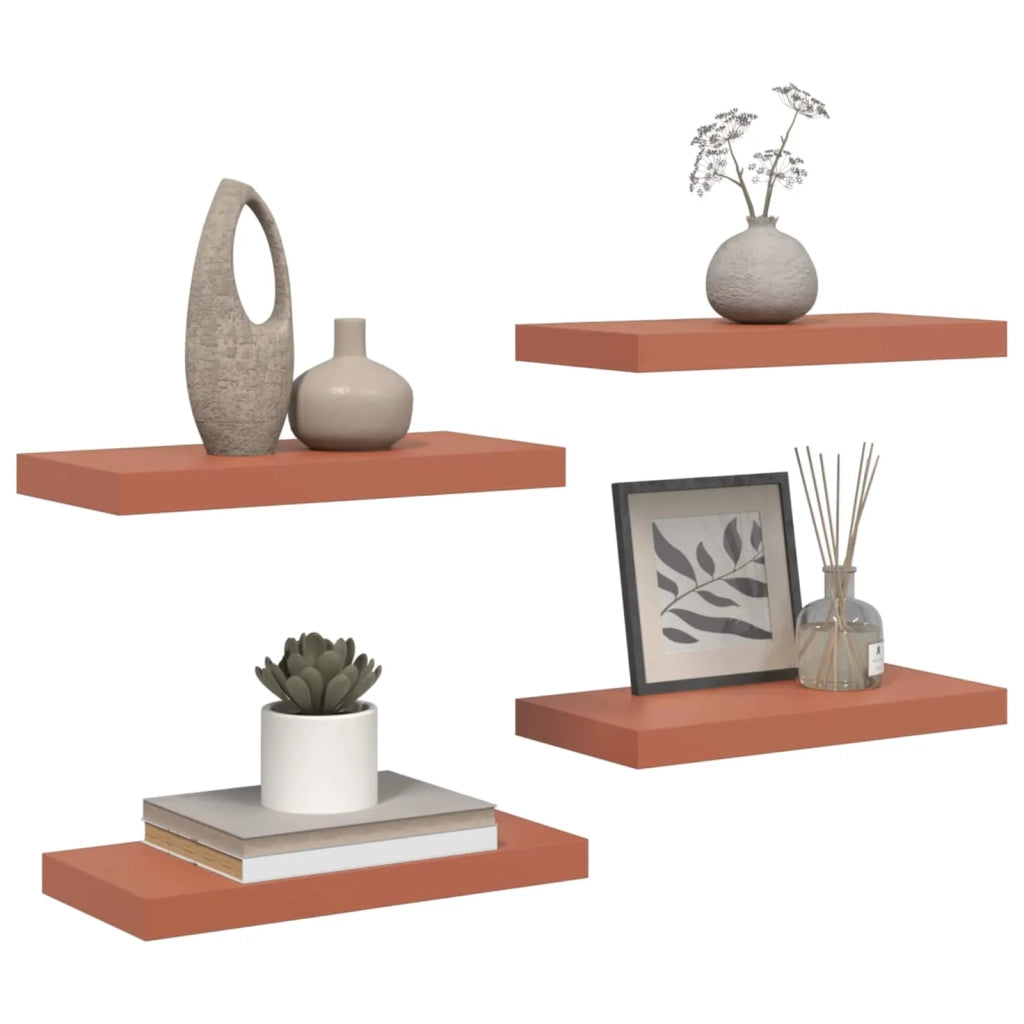 Scaffale da parete 4 pcs Rosso 50 x 23 x 4 cm Legno multistrato