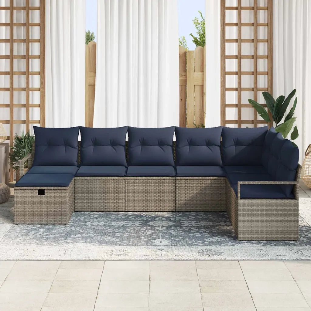 Set di divani con cuscino 8 pcs Grigio polyrattan