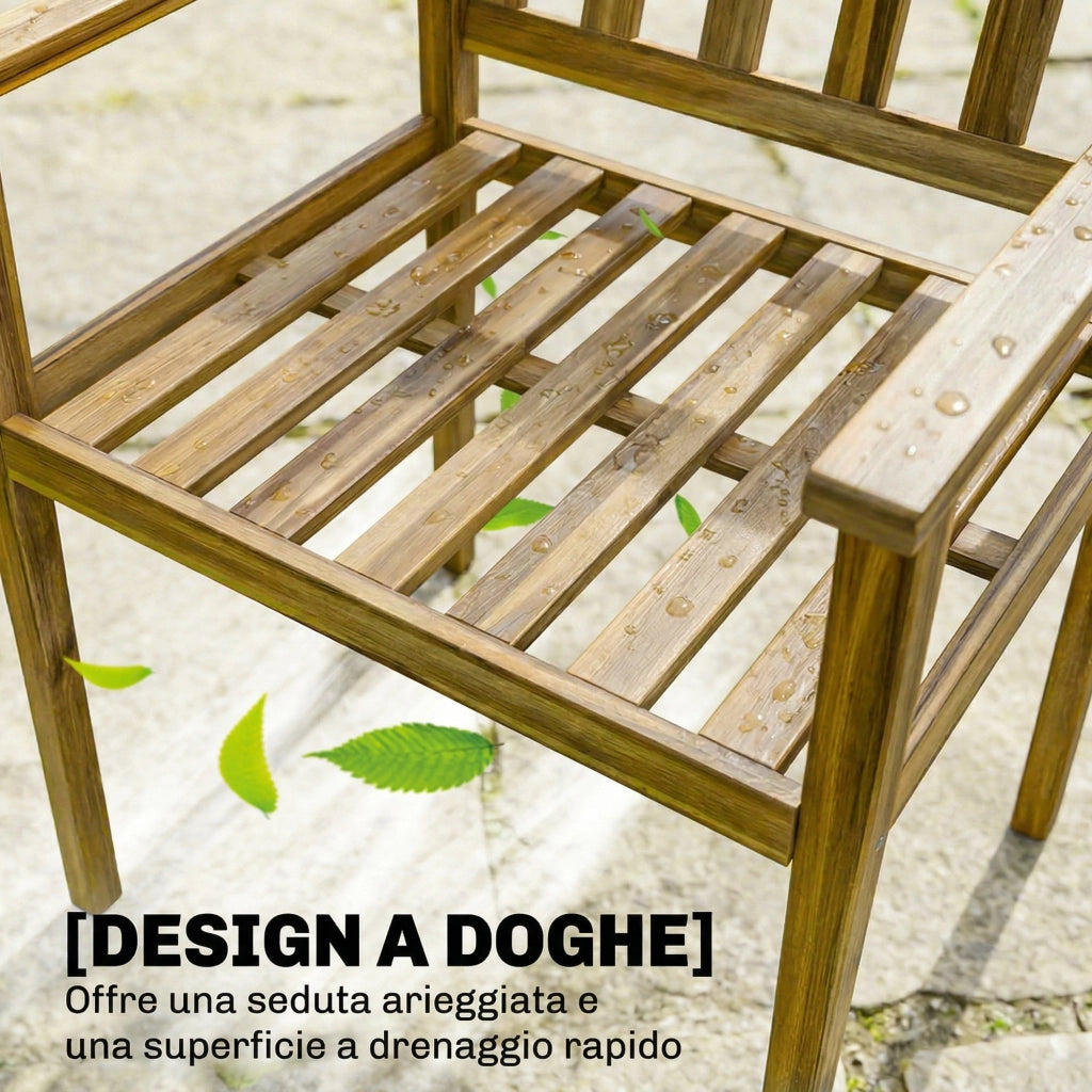 Set da Pranzo da Giardino 5 Pezzi, Tavolo e Sedie per 4 Persone, Teak