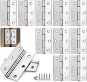 Serramenti in acciaio inoxidabile pieghevoli - 10 pezzi - 44 mm × 31 mm - serramento per porte finestre armadi - piccolo cinturino di serramento - serramenti per porte finestre armadi - con 60 viti