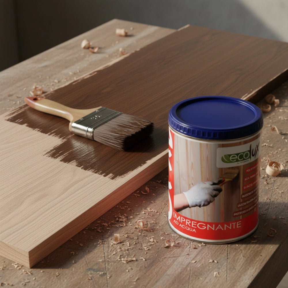 Ecolux impregnante fondo protettivo acrilico pigmentato noce bruno per legno *** formato 0,750 lt, confezione 1