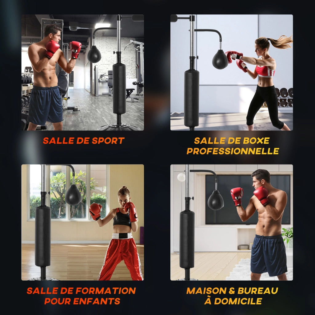 Sacco da Boxe Autonomo 4 in 1 con Piedistallo ¨C Zephmum ¨C Nero, Altezza Regolabile 160-230 cm