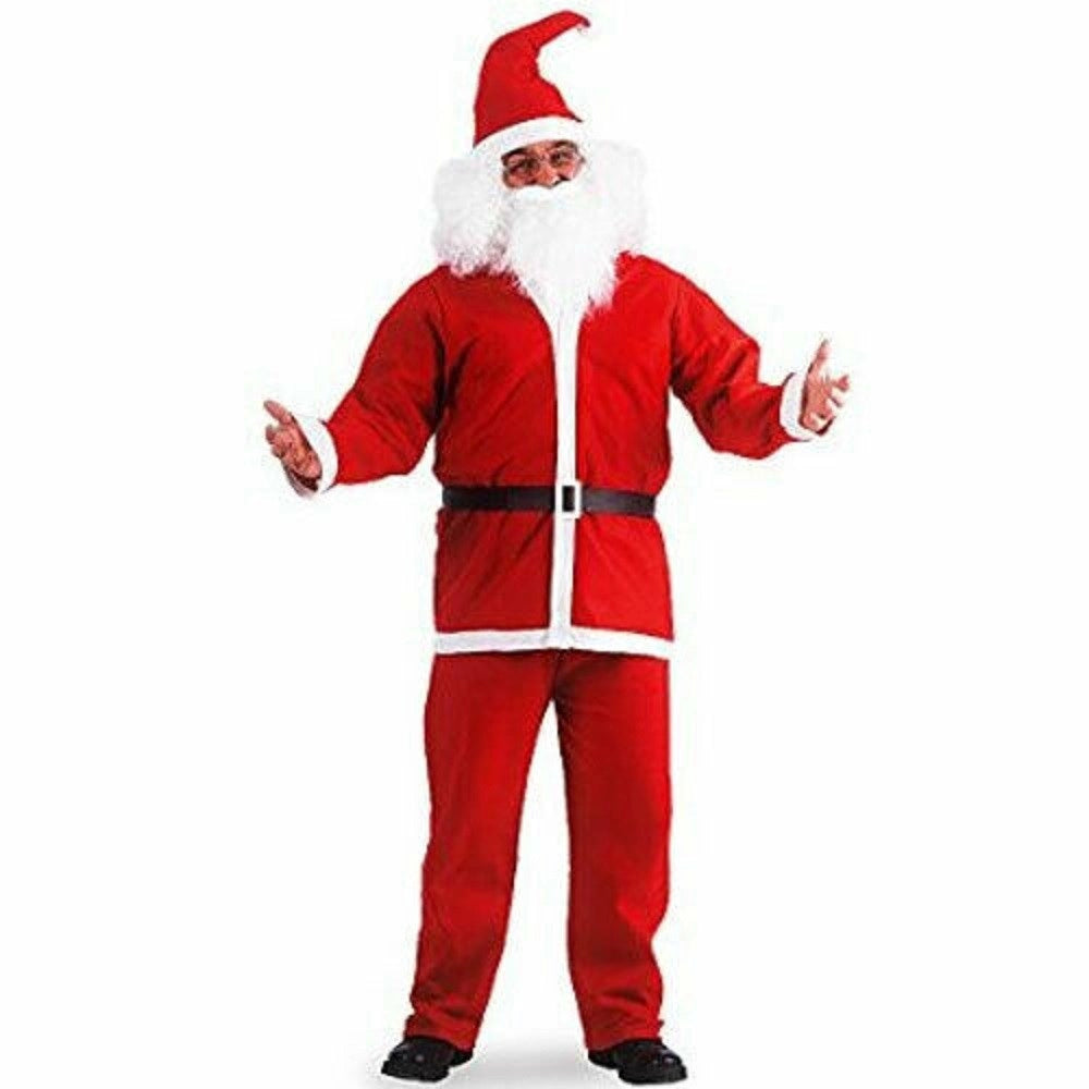 Trade Shop - Costume Babbo Natale Adulti Abito Completo Natalizio Giacca Pantalone Cappello -