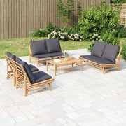 Set Salotto da Giardino 5pz con Cuscini Grigio Scuro Bambù 3156484