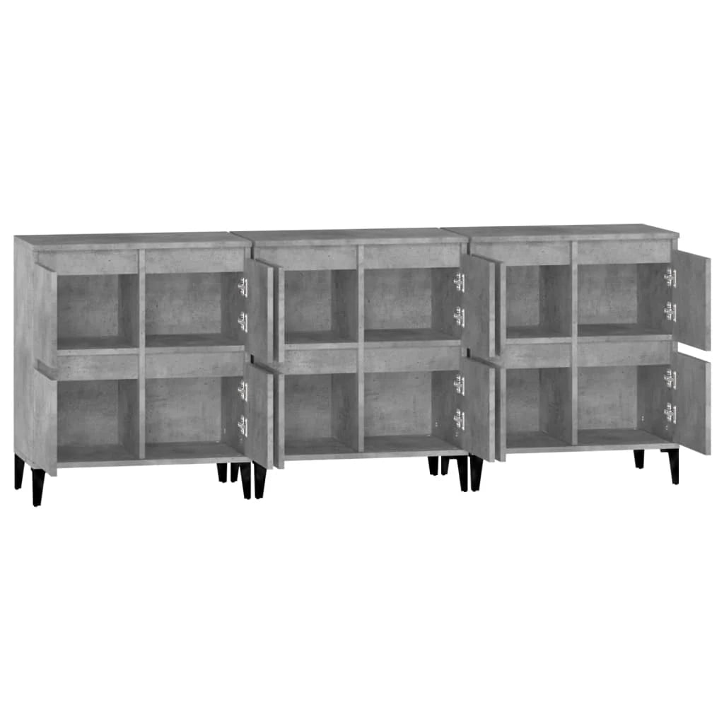 Buffet credenza cassettiera armadio mobile contenitore organizer per cucina soggiorno salotto 3 pezzi 60 x 35 x 70 cm legno ingegnerizzato grigio 02_0037117