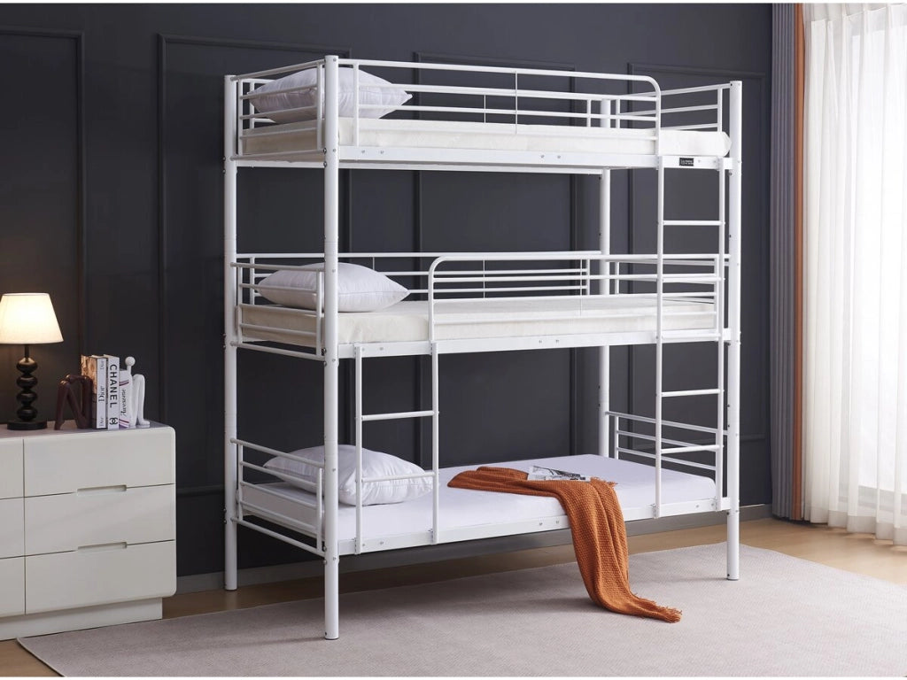 Letto a castello triplo in metallo "Havin" - 90 x 190 cm - Bianco