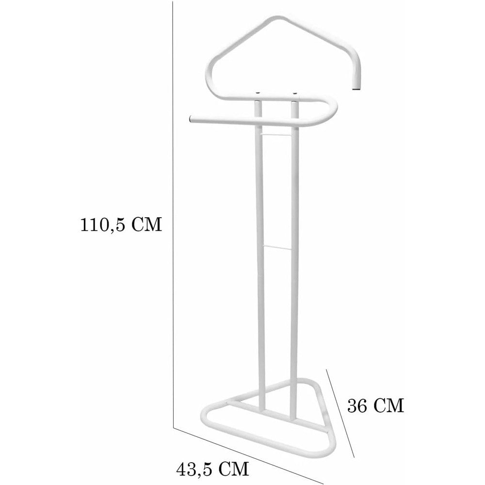 Trade Shop - Appendiabiti Da Terra 2 Posti Attaccapanni Stand Guardaroba In Metallo 43,5x36x110,5cm -