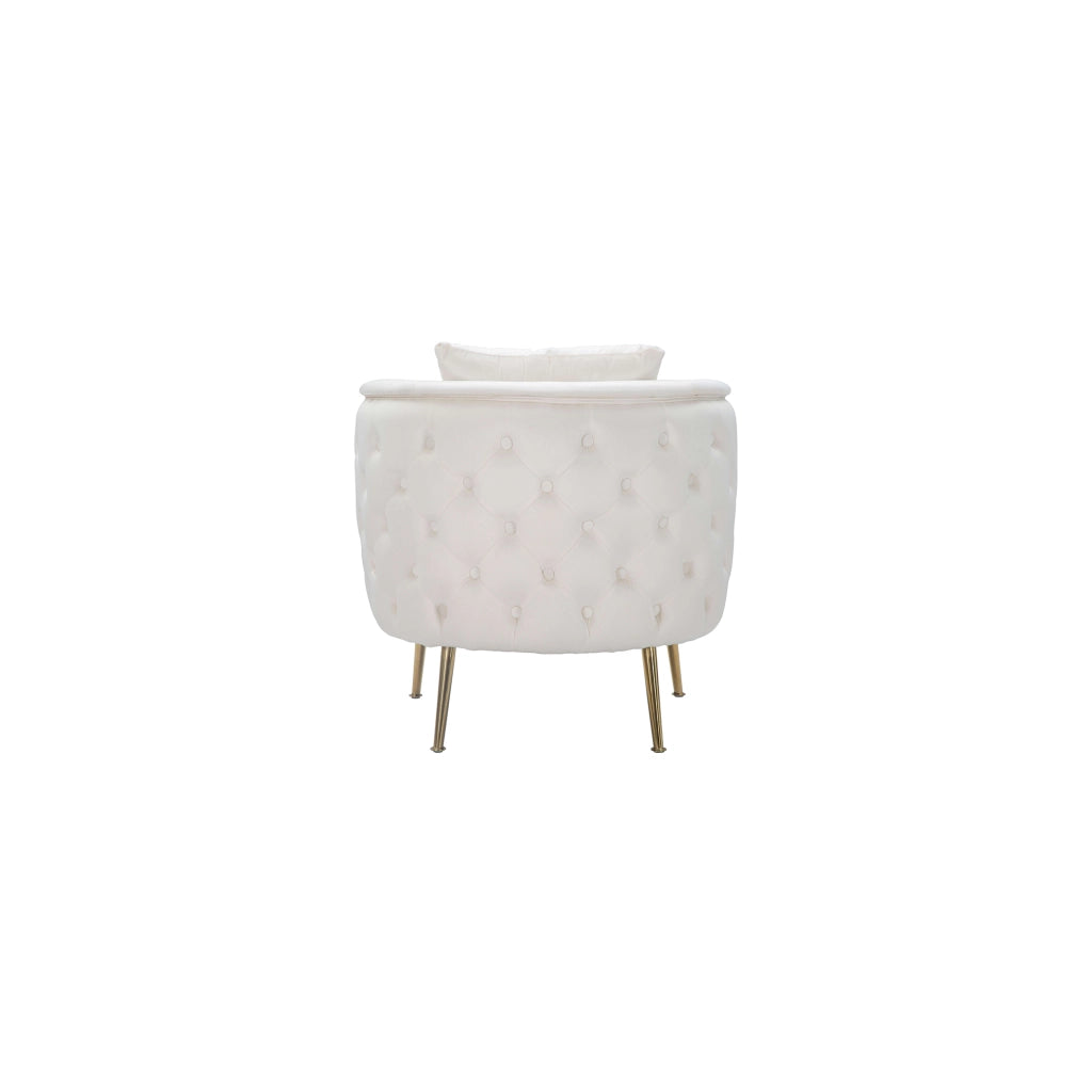 Poltroncina Killar, Poltrona Rivestimento in Velluto, 76x74x71h cm Bianco Crema