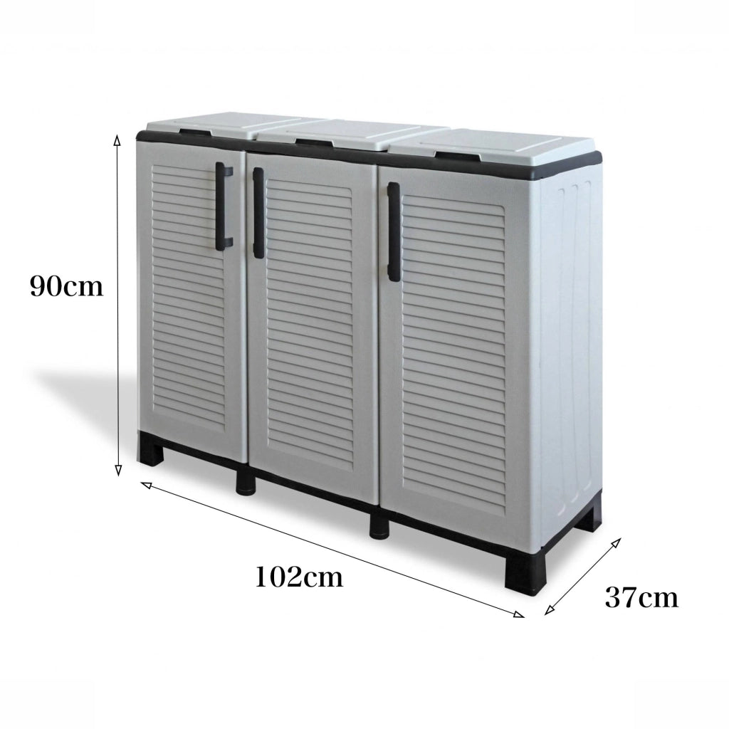 Contenitore per Rifiuti Apix, Pattumiera Capacità 330 (110 per Sacco) Made in Italy, 102x37x90h cm Grigio Chiaro