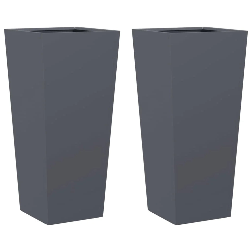 Fioriera rialzata per piante fiori giardino terrazze set da 2 35 x 35 x 75 cm acciaio antracite 02_0038939