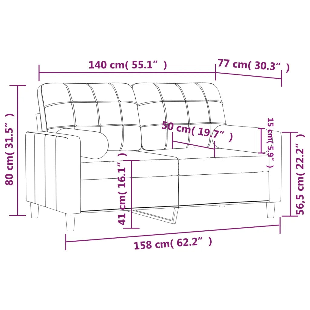 Divano a 2 Posti con Cuscini-Sofa 2 Posti con Cuscini Giallo Chiaro 140 cm in Tessuto 875472