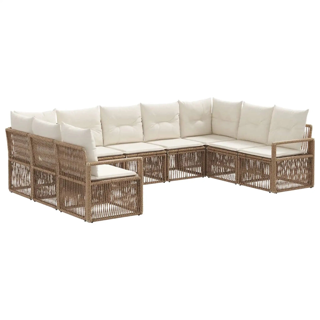 Set Divano da Giardino 9 pcs Beige polyrattan 3435816