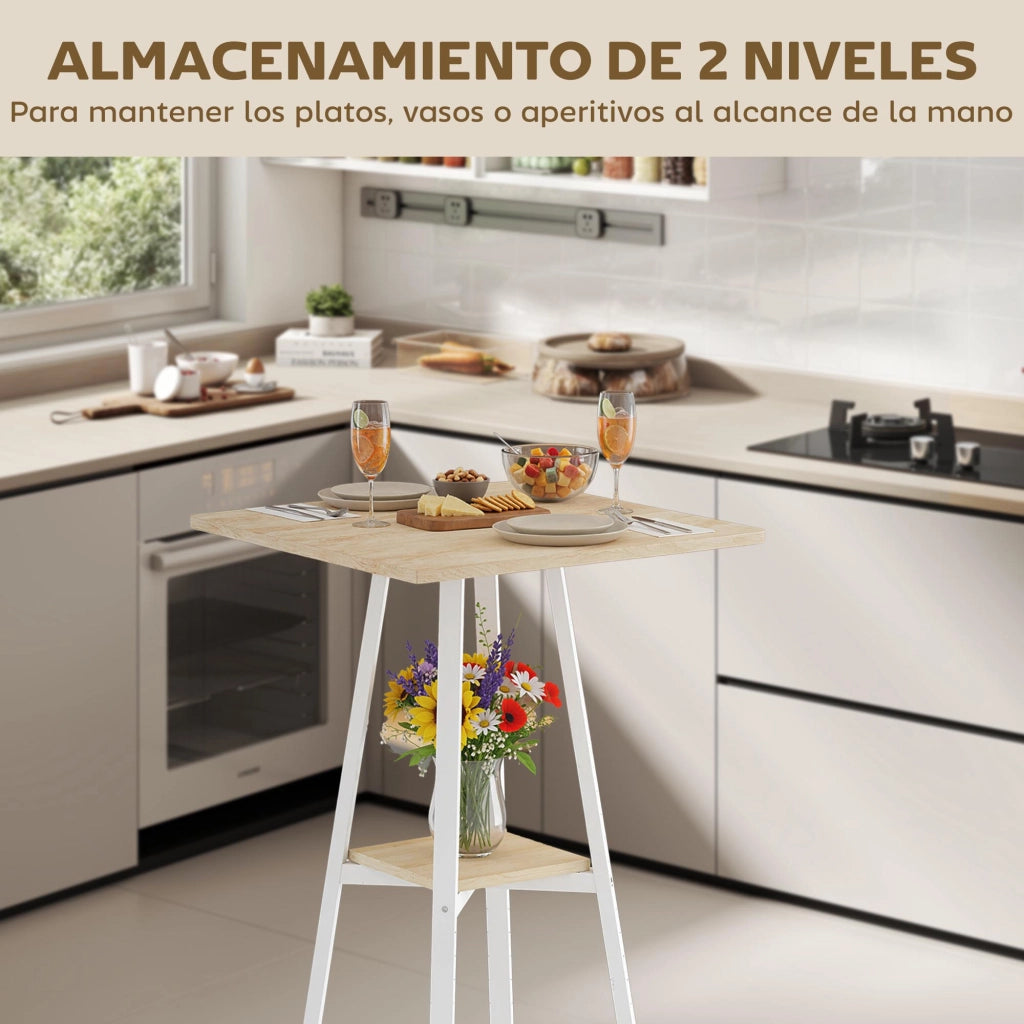 Tavolino da caff¨¨ con ripiano ¨C zephmum ¨C 55x55x95 cm legno naturale e bianco