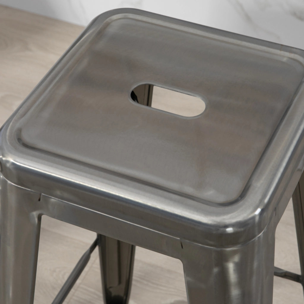 Sgabelli da Bar ¨C zephmum ¨C 4 Pezzi Metallico Grigio 76 cm