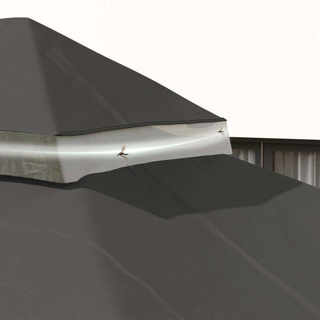 Copertura per Gazebo 3x4 m ¨C Zephmum ¨C Polyester Grigio Scuro UPF30+