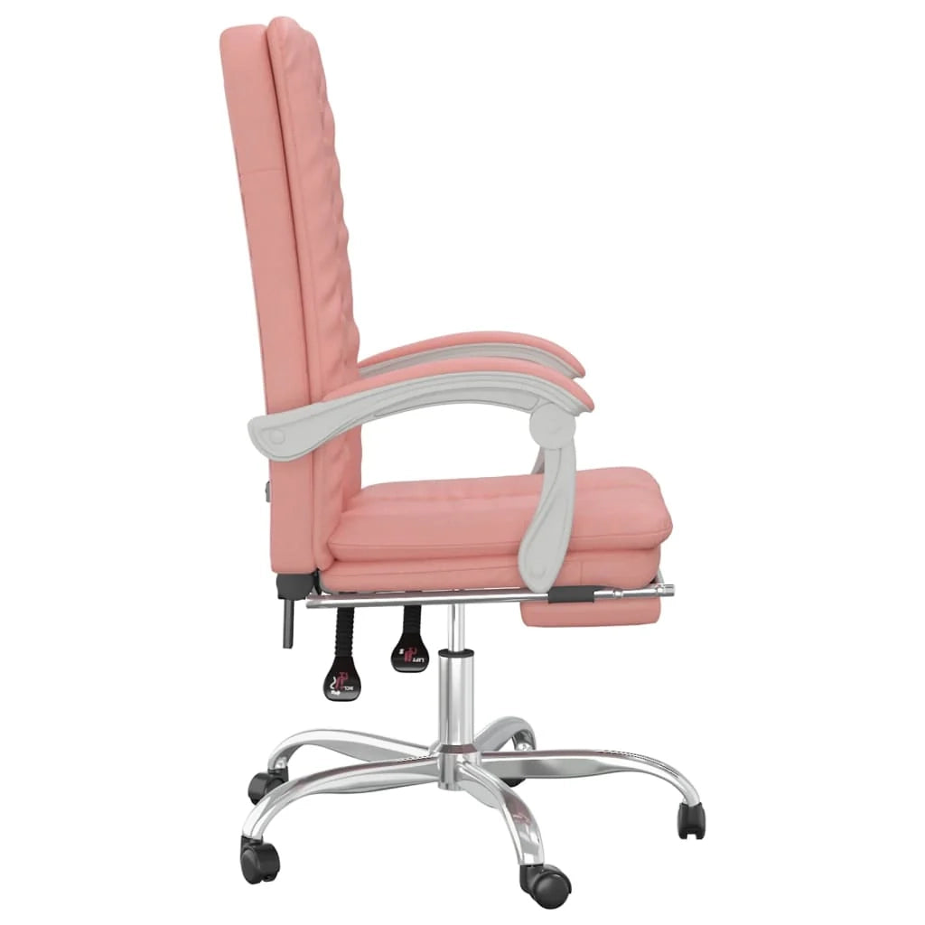 Sedia da ufficio in similpelle rosa con seduta girevole e reclinabile adatta per l'uso al computer o per lo studio. 02_0024270