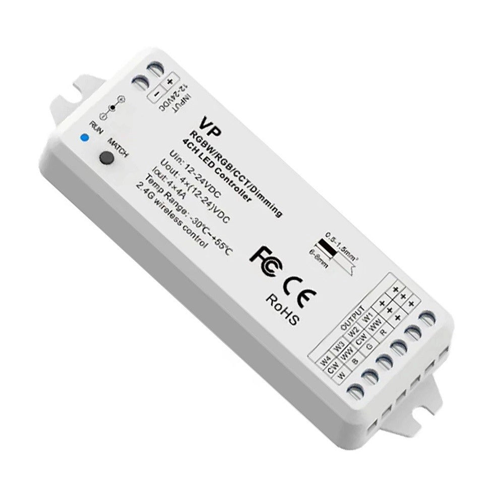 Trade Shop - Centralina Vp Controller Rf 15a 4ch Dimmer 288w Strisce Luci Led Telecomando Rgbw -