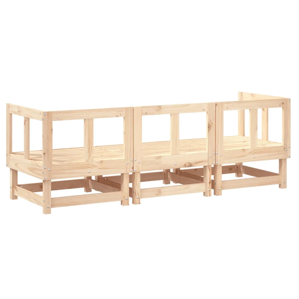 Salotto da Giardino-Set Salotto da Giardino 3 pz in Legno Massello di Pino 979983