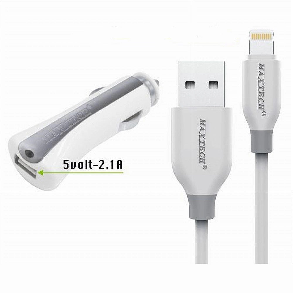 Trade Shop - Set Caricatore Caricabatterie Ricarica Auto Cavo Dati Lightning 1mt Ma-ip02 Maxtech -