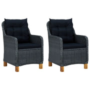Sedie da Giardino con Cuscini 2 pz in Polyrattan Grigio Scuro cod mxl 23184
