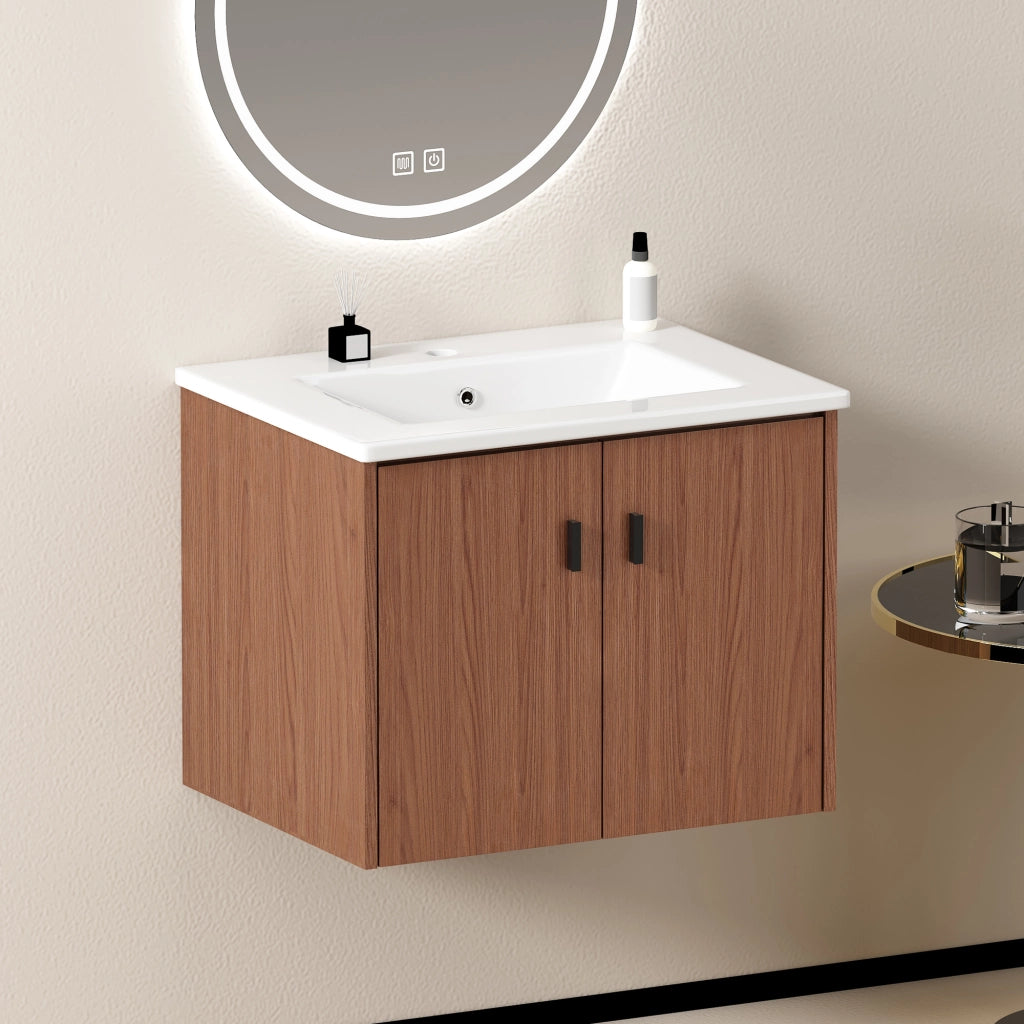 Armadietto Bagno 60 cm ¨C MINIMAL ¨C Marrone, 2 Ante, Salvaspazio