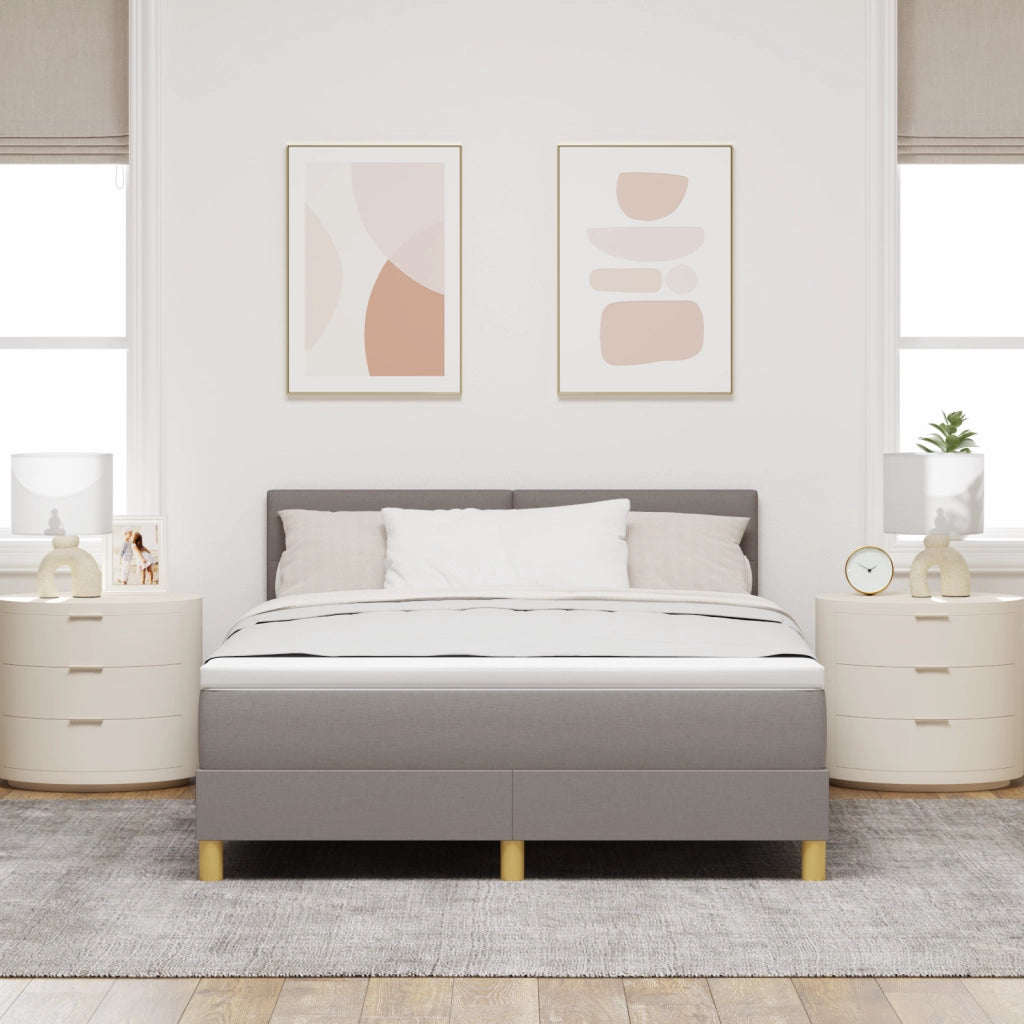Letto con box spring e materasso & LED Tortora 140x190 cm Tessuto