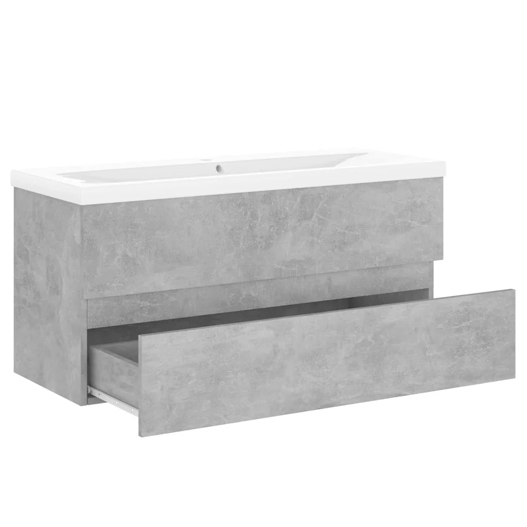 Mobile con Lavabo Integrato Grigio Cemento in Legno Multistrato 3071571