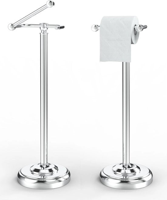 Supporto per carta igienica in alluminio a parete, WC in acciaio inossidabile, Supporto per carta igienica a doppia colonna rotante per bagno senza perforazione