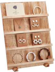 Display Stand per Filiere in Legno a 4 Livelli - Adatto per Diamanti e Orecchini - 40 cm - Naturale - Adatto per Vendita e Stoccaggio - Adatto per Signore