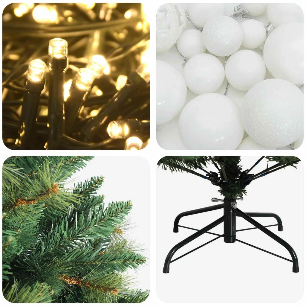 Albero di Natale Artificiale con Palline 120 cm 150 LED 3466057